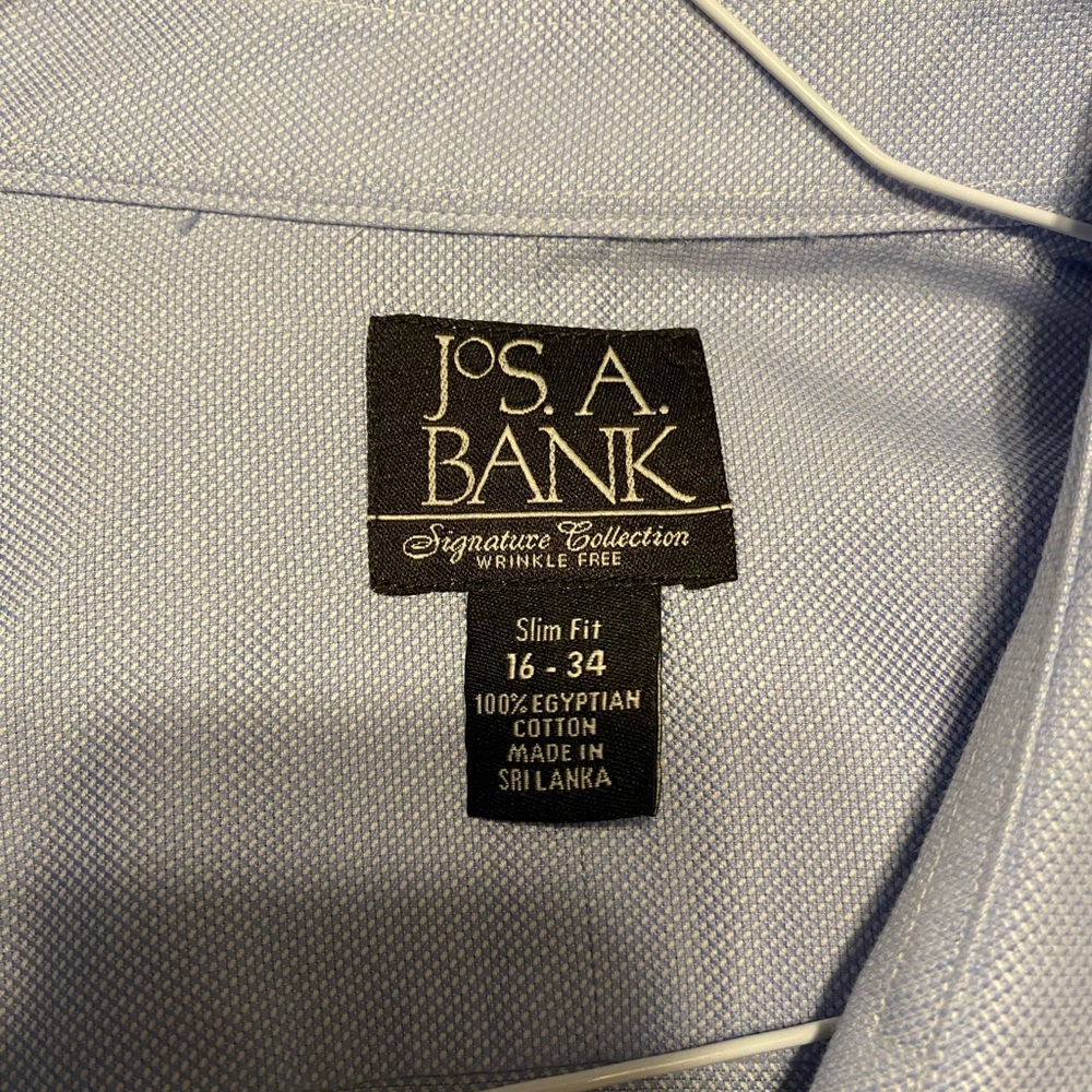 Jos. A. Bank wrinkle free dress shirt size 16-34. Slim fit.